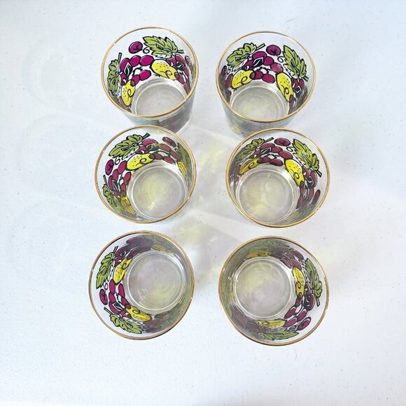 6 Vintage Mid Century Modern El Mercer cocktail glasses fruit design - Picture 4 of 5